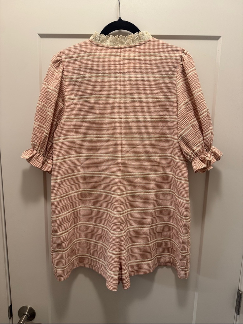 🆕 rareraw Pink Teddy Patch Pocket Ruffle Romper-M/L. NWOT!🎉 - Picture 4 of 5